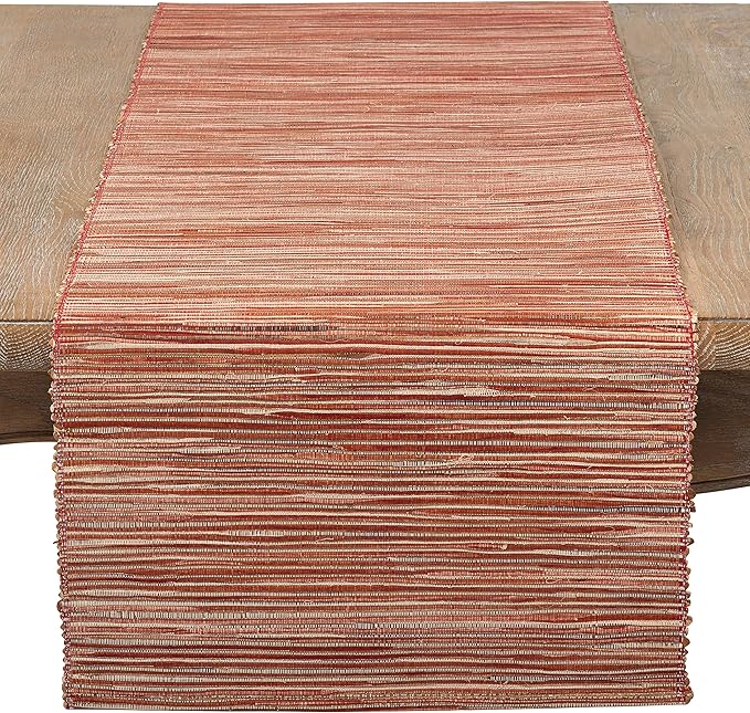 Saro Lifestyle Melaya Collection Shimmering Woven Nubby Table Runner, 14"x108", Rust