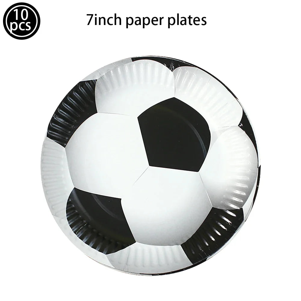 Soccer Party Disposable Tableware Paper Plates Cups Napkins Tablecloth Soccer Birthday Party Decoration