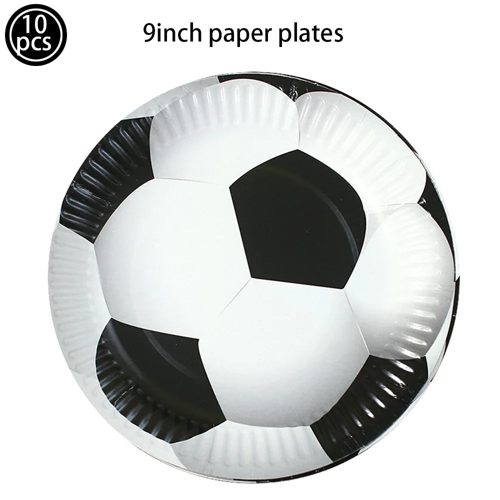 Soccer Party Disposable Tableware Paper Plates Cups Napkins Tablecloth Soccer Birthday Party Decoration